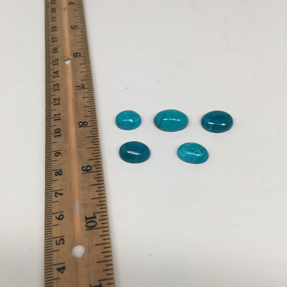 33 cts, 5pcs, Natural Oval Flat Bottom Chrysocolla Cabochons @Mexico,Lot36 - watangem.com