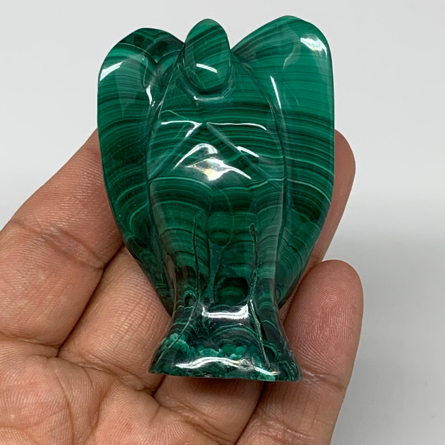 112g, 2.5"x1.6"x1" Natural Untreated Malachite Angel Figurine @Congo, B7319