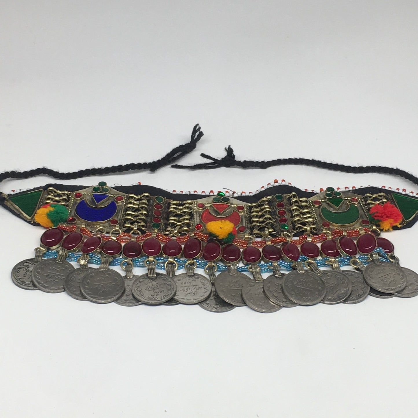 11.75"x4.5" Kuchi Choker Multi-Color Tribal Gypsy Bohemian Statement Coins,KC517