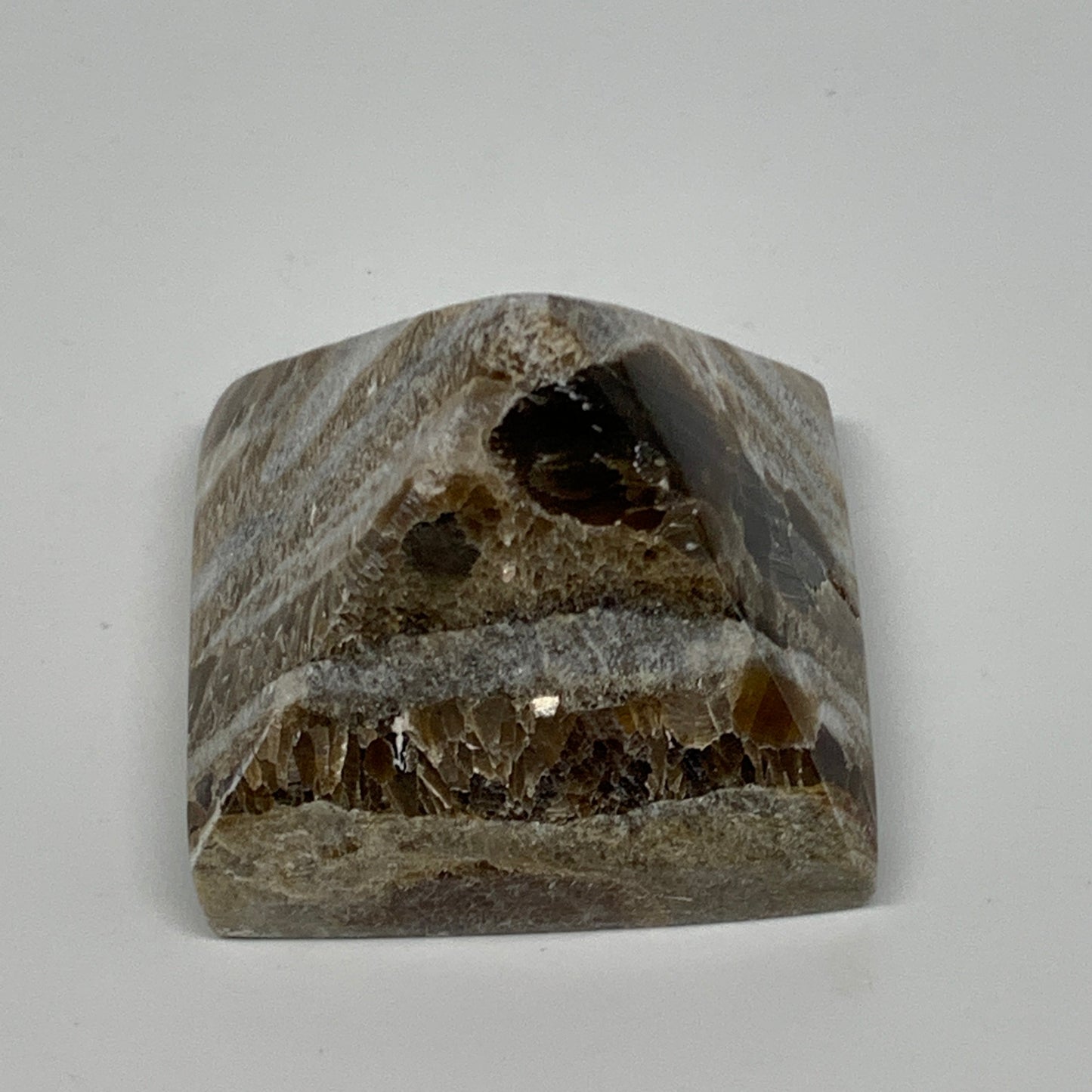 56.1g, 1.2"x1.6"x1.6" Chocolate/Gray Onyx Pyramid Gemstone @Morocco, B19017