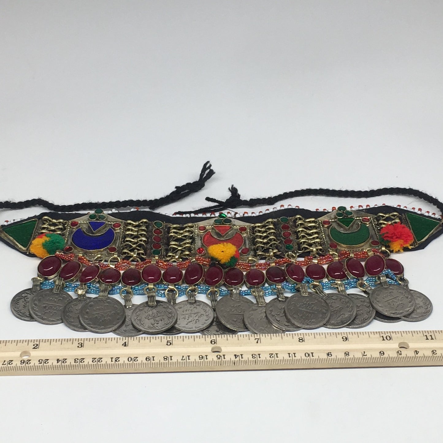 11.75"x4.5" Kuchi Choker Multi-Color Tribal Gypsy Bohemian Statement Coins,KC517