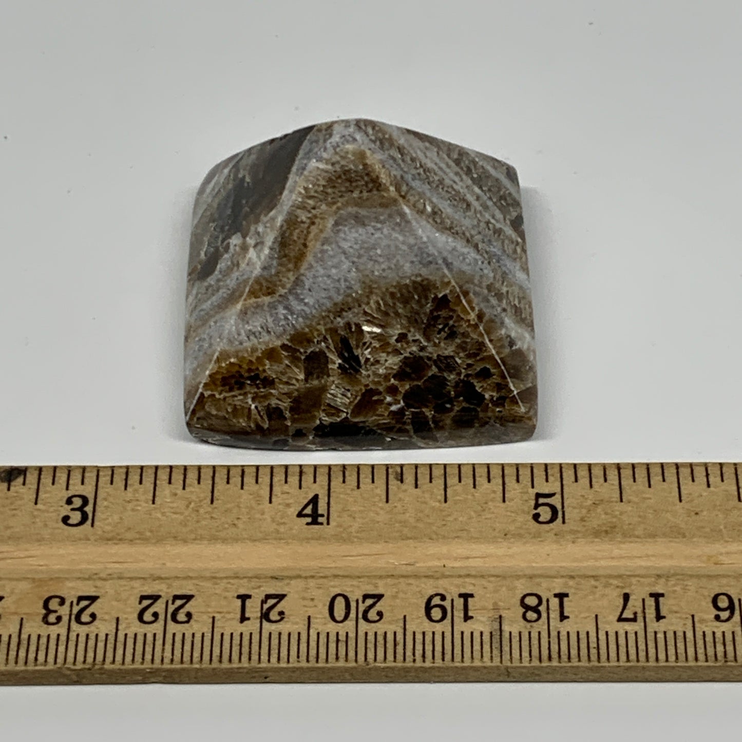 56.1g, 1.2"x1.6"x1.6" Chocolate/Gray Onyx Pyramid Gemstone @Morocco, B19017