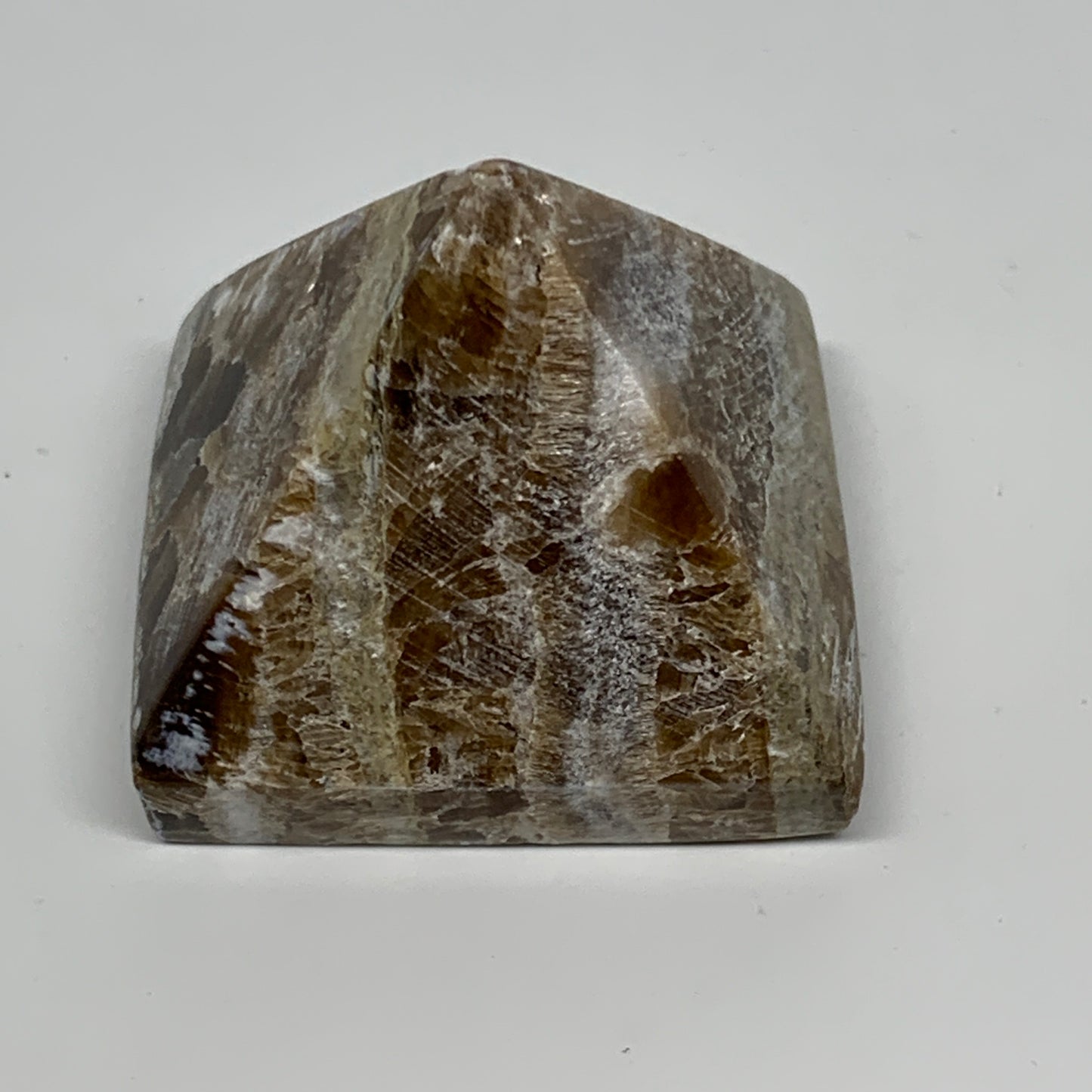 56.1g, 1.3"x1.6"x1.5" Chocolate/Gray Onyx Pyramid Gemstone @Morocco, B19023