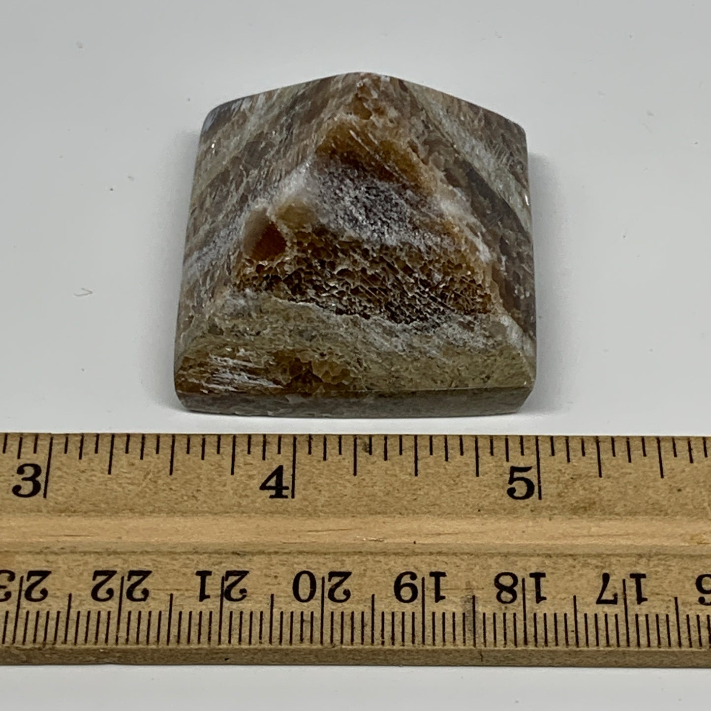 56.1g, 1.3"x1.6"x1.5" Chocolate/Gray Onyx Pyramid Gemstone @Morocco, B19023