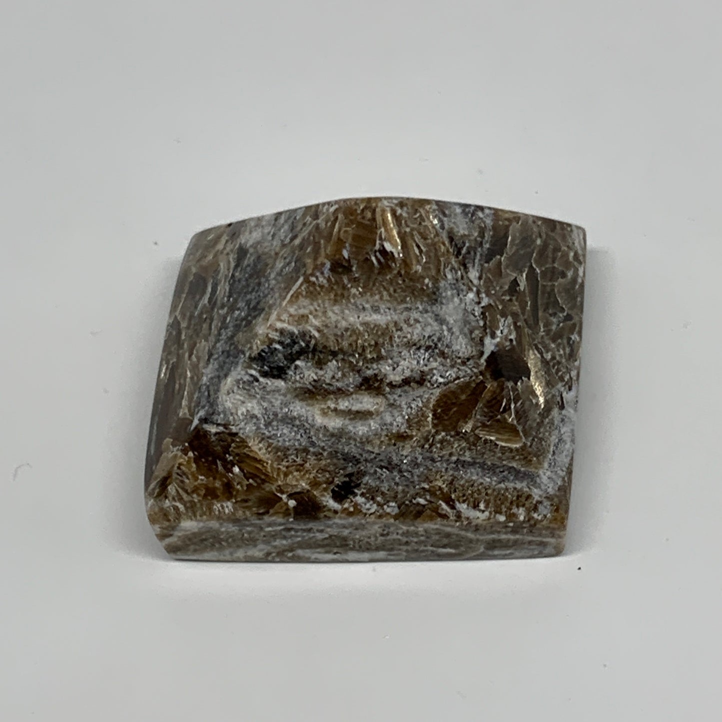 57.6g, 1.2"x1.7"x1.6" Chocolate/Gray Onyx Pyramid Gemstone @Morocco, B19024