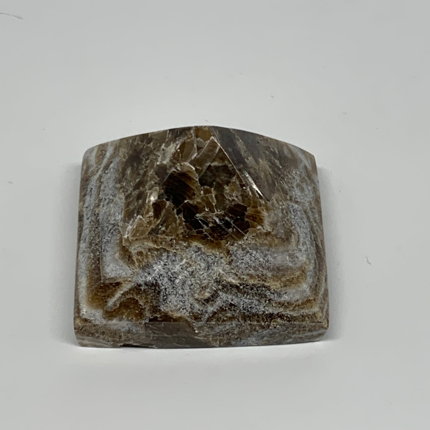 53.3g, 1.1"x1.6"x1.6" Chocolate/Gray Onyx Pyramid Gemstone @Morocco, B19026