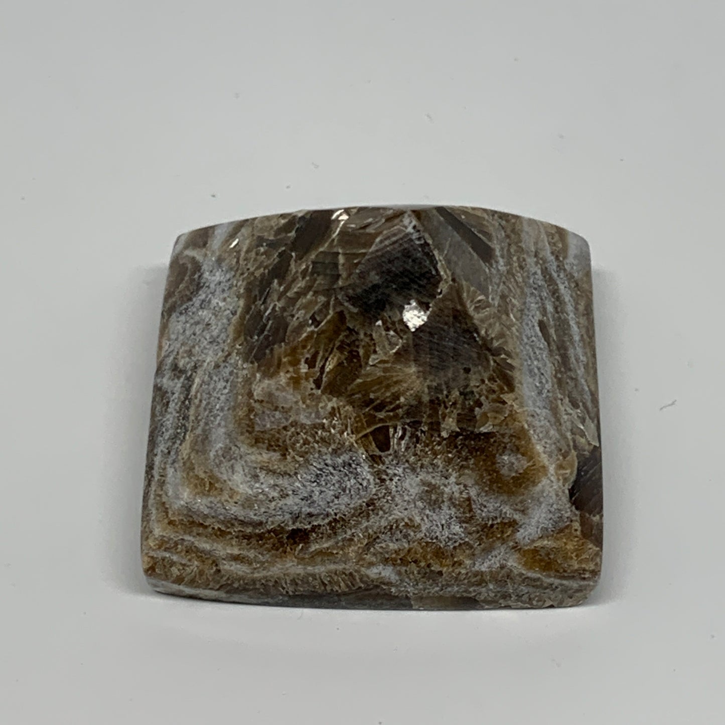 53.3g, 1.1"x1.6"x1.6" Chocolate/Gray Onyx Pyramid Gemstone @Morocco, B19026