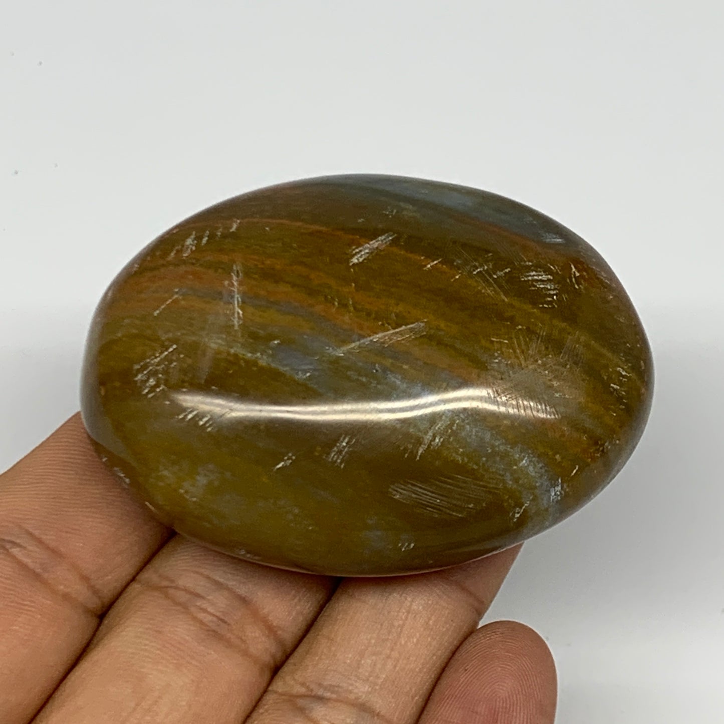 96g, 2.4"x1.8"x1" Ocean Jasper Palm-Stone Orbicular Jasper Reiki Energy,B16698