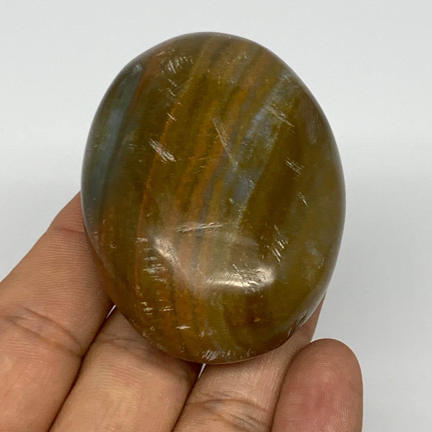 96g, 2.4"x1.8"x1" Ocean Jasper Palm-Stone Orbicular Jasper Reiki Energy,B16698