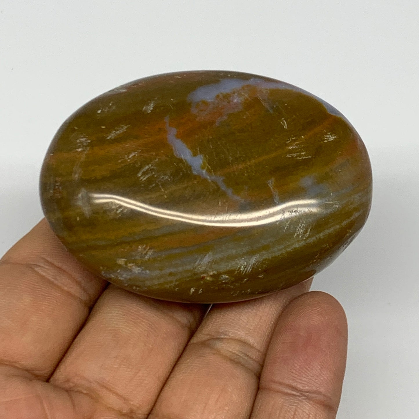 96g, 2.4"x1.8"x1" Ocean Jasper Palm-Stone Orbicular Jasper Reiki Energy,B16698