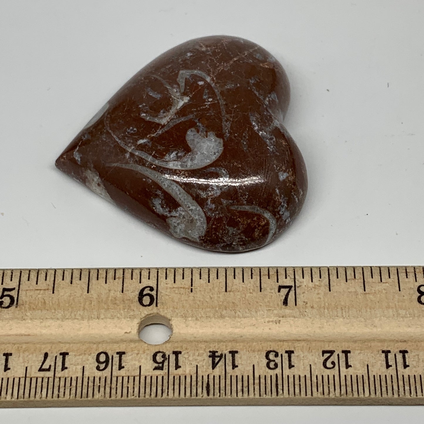 53.3g, 2" x 2.1"x 0.6", Natural Untreated Red Shell Fossils Half Heart @Morocco,