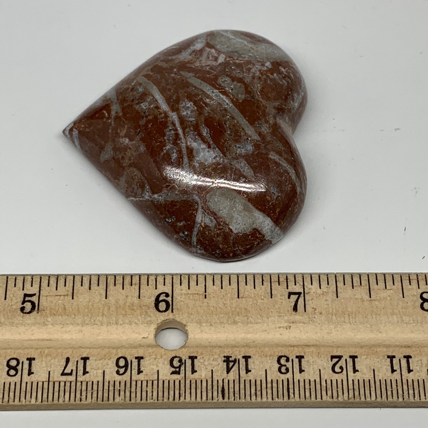 62.4g, 2" x 2.2"x 0.7", Natural Untreated Red Shell Fossils Half Heart @Morocco,