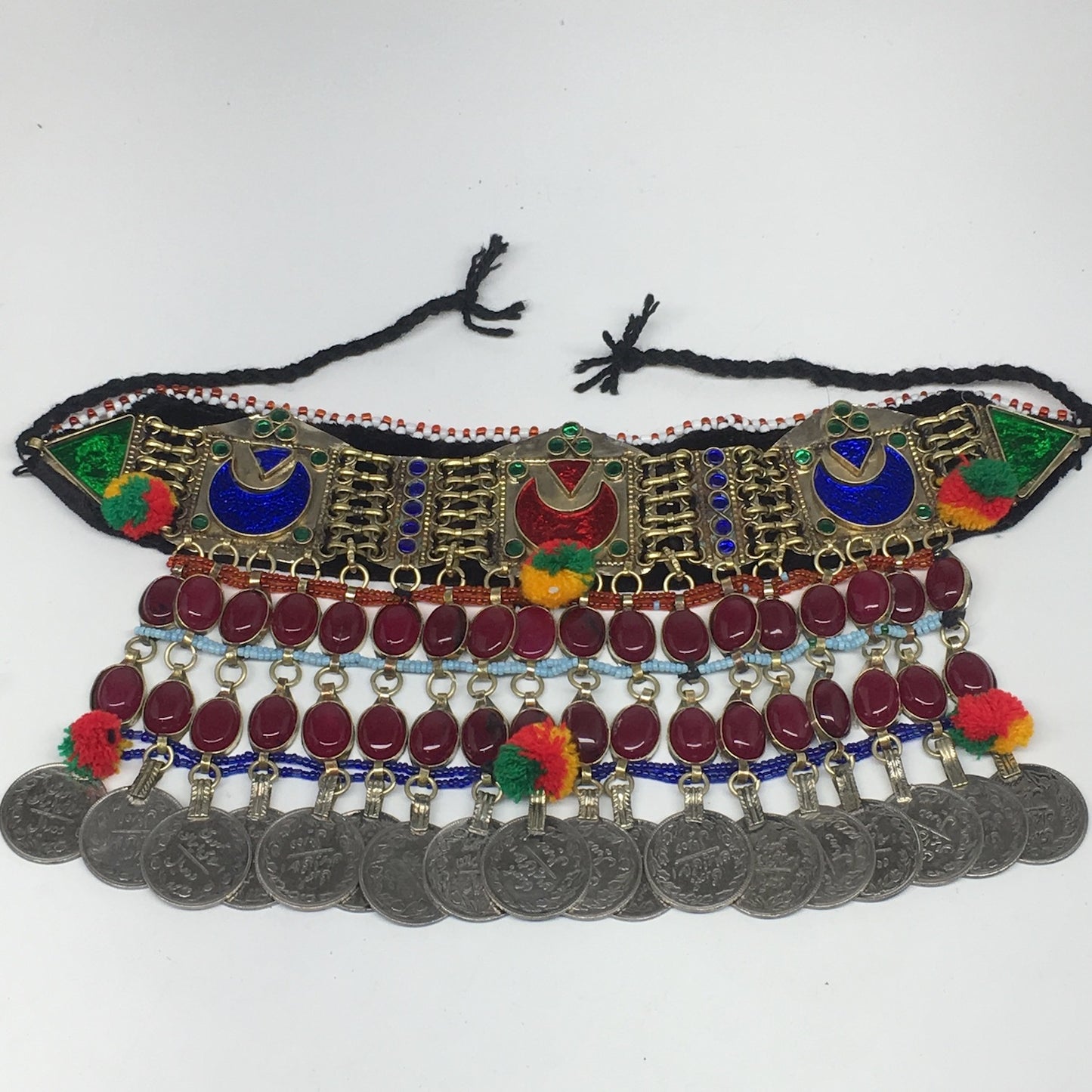 11.5"x5.75"Kuchi Choker Multi-Color Tribal Gypsy Bohemian Statement Coins,CK574