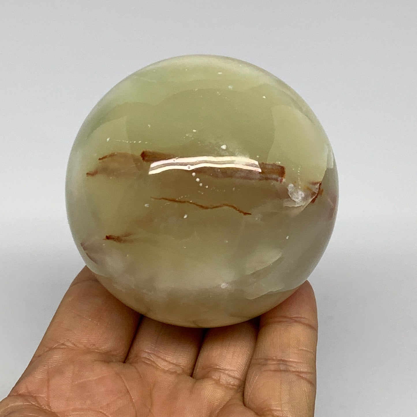 429.6g, 2.6" (67mm), Large Green Onyx Sphere Ball Gemstone @Afghanistan, B25433