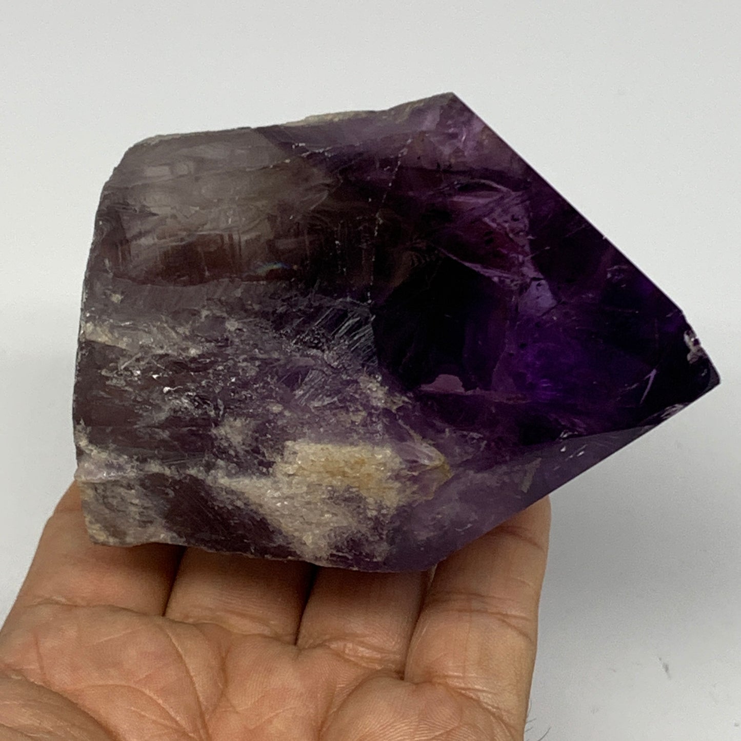 333g,3.3"x2.7"x1.9", Amethyst Point Polished Rough lower part Stands, B19038