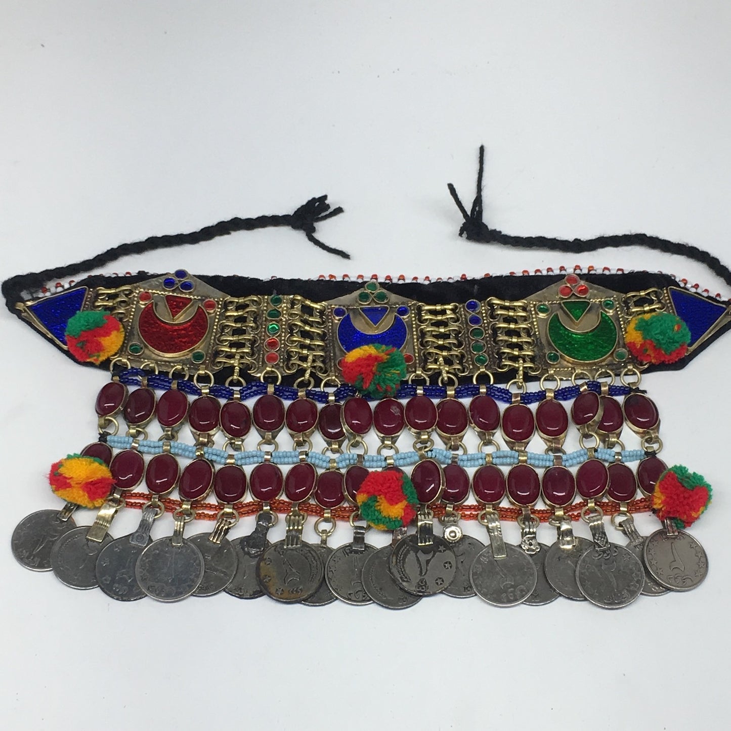 11.5"x5.75"Kuchi Choker Multi-Color Tribal Gypsy Bohemian Statement Coins,CK578