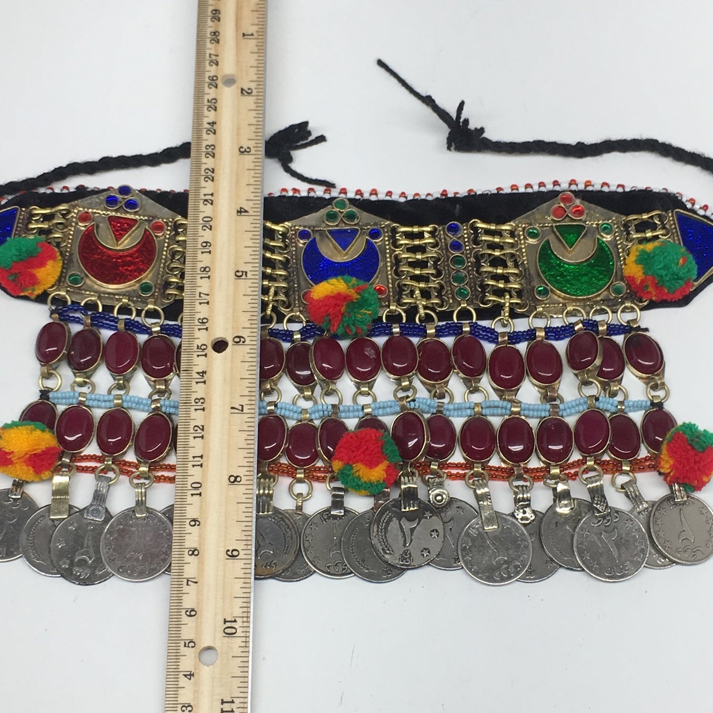 11.5"x5.75"Kuchi Choker Multi-Color Tribal Gypsy Bohemian Statement Coins,CK578