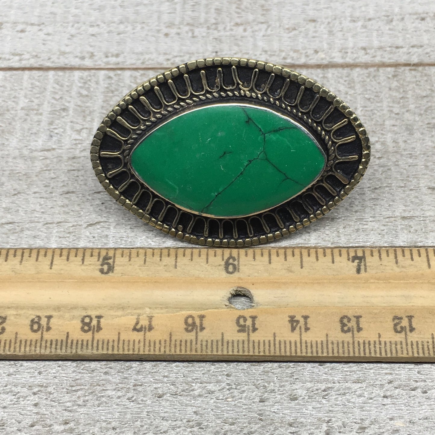 2.3"x1.6" Turkmen Ring Afghan Marquise Synthetic Green Turquoise,7.5,8,TR130