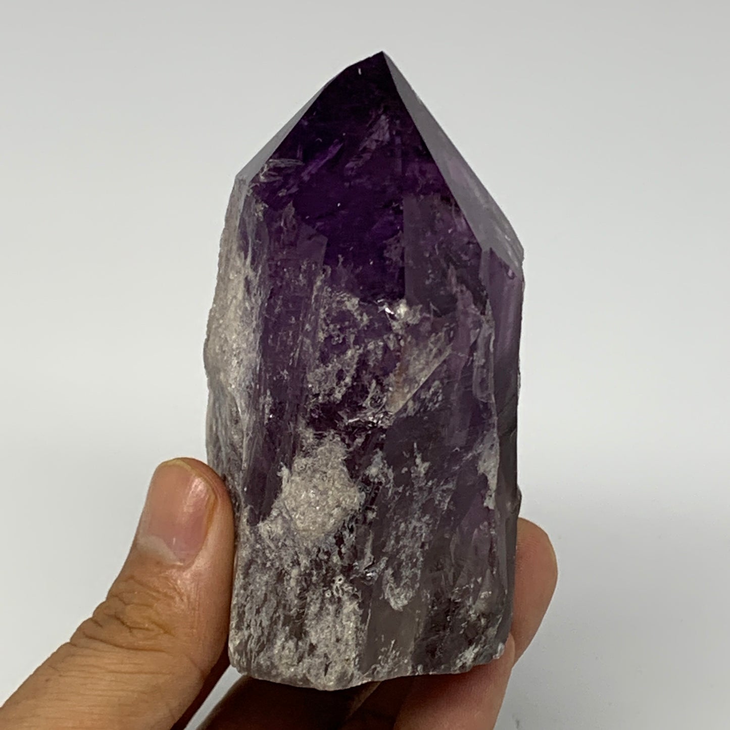 330.8g,3.4"x2.5"x1.8", Amethyst Point Polished Rough lower part Stands, B19041