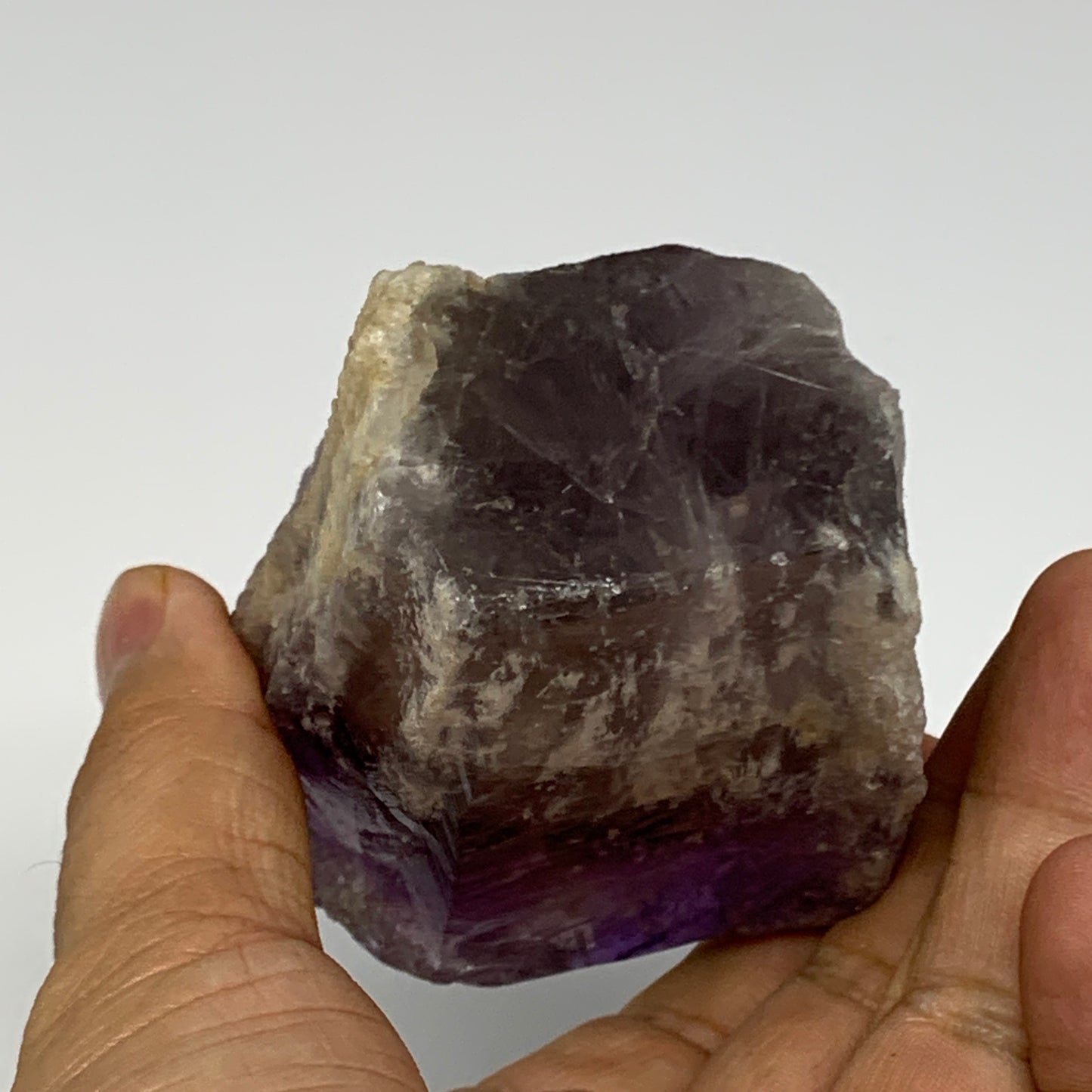 389.3g,3.8"x2.4"x1.8", Amethyst Point Polished Rough lower part Stands, B19042