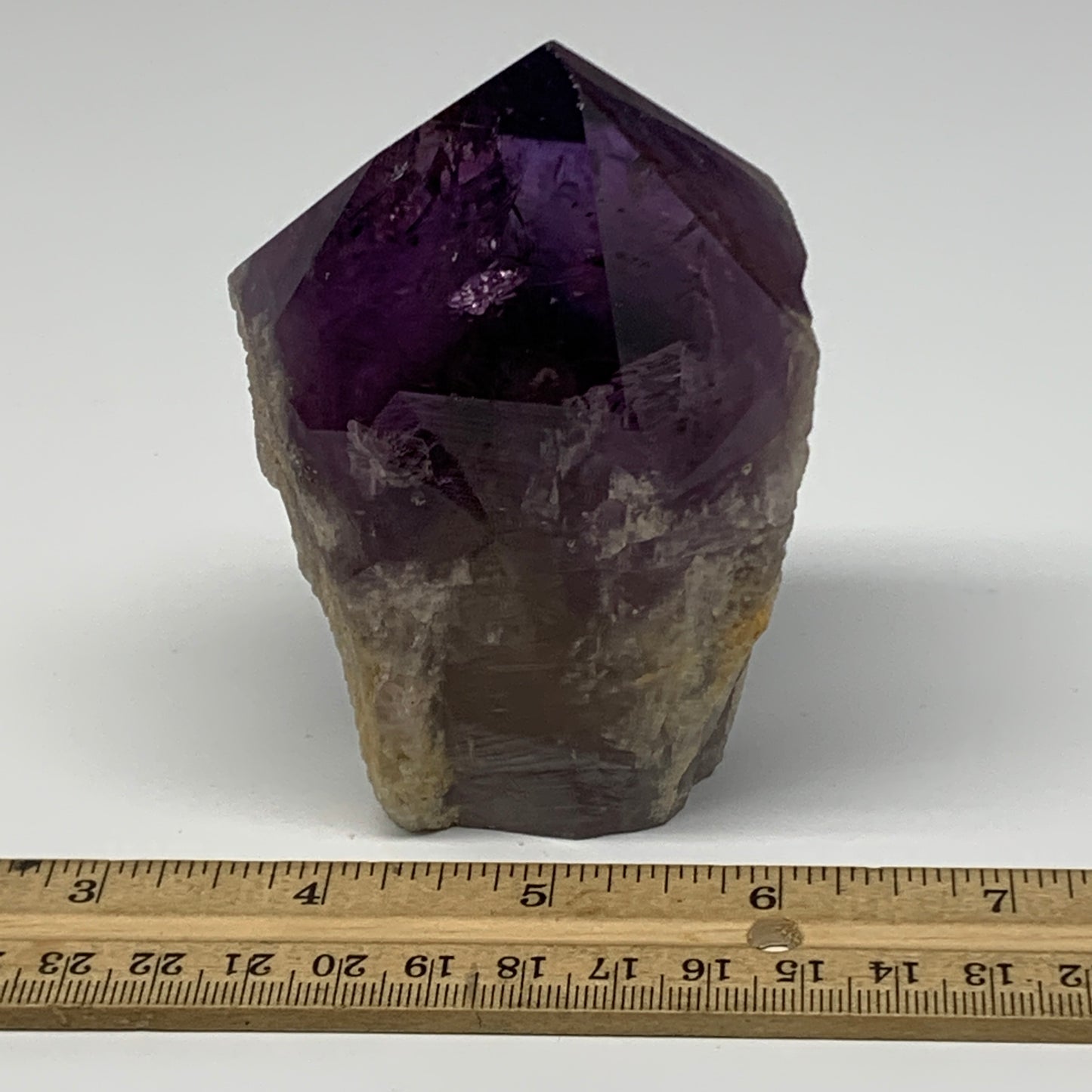 389.3g,3.8"x2.4"x1.8", Amethyst Point Polished Rough lower part Stands, B19042