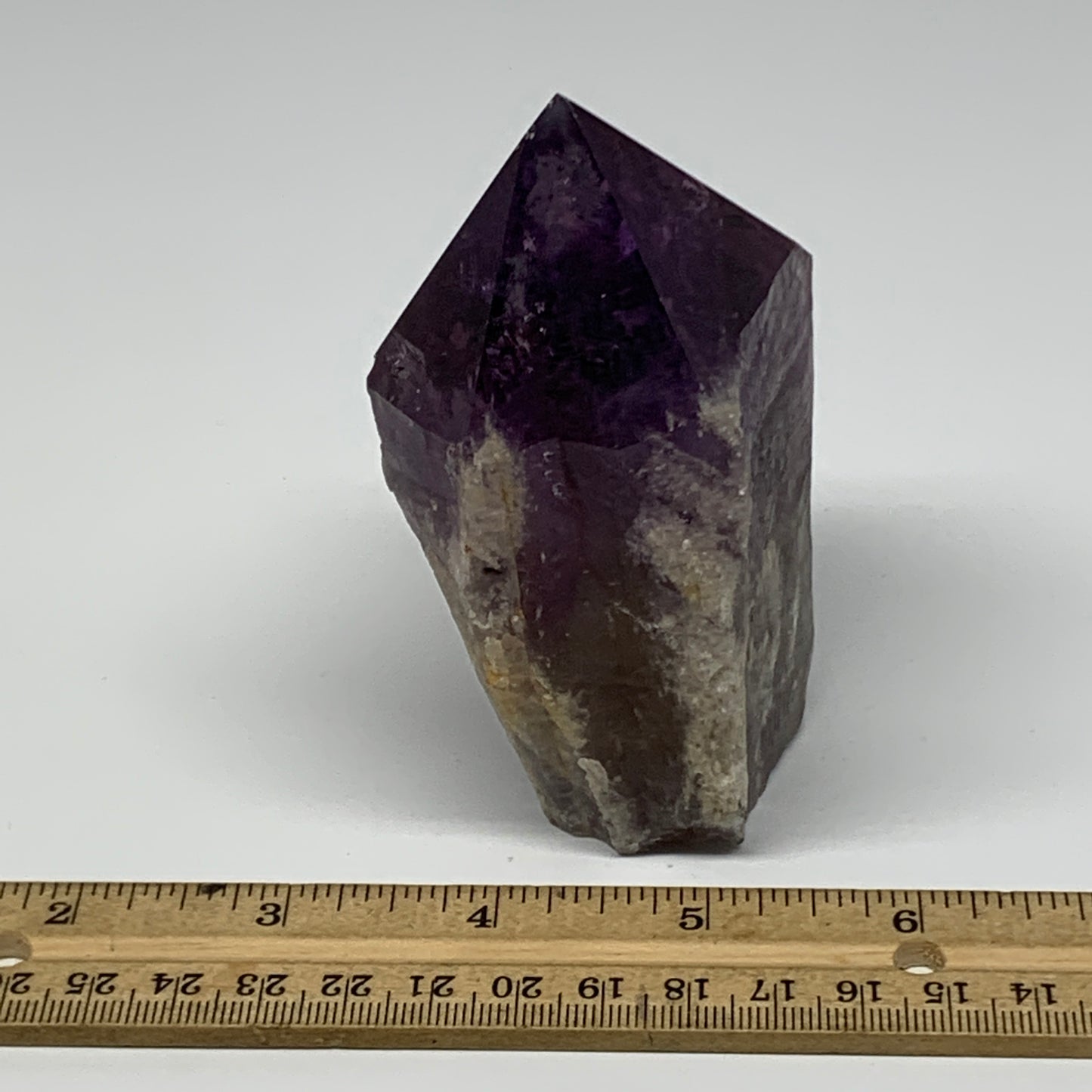 389.3g,3.8"x2.4"x1.8", Amethyst Point Polished Rough lower part Stands, B19042