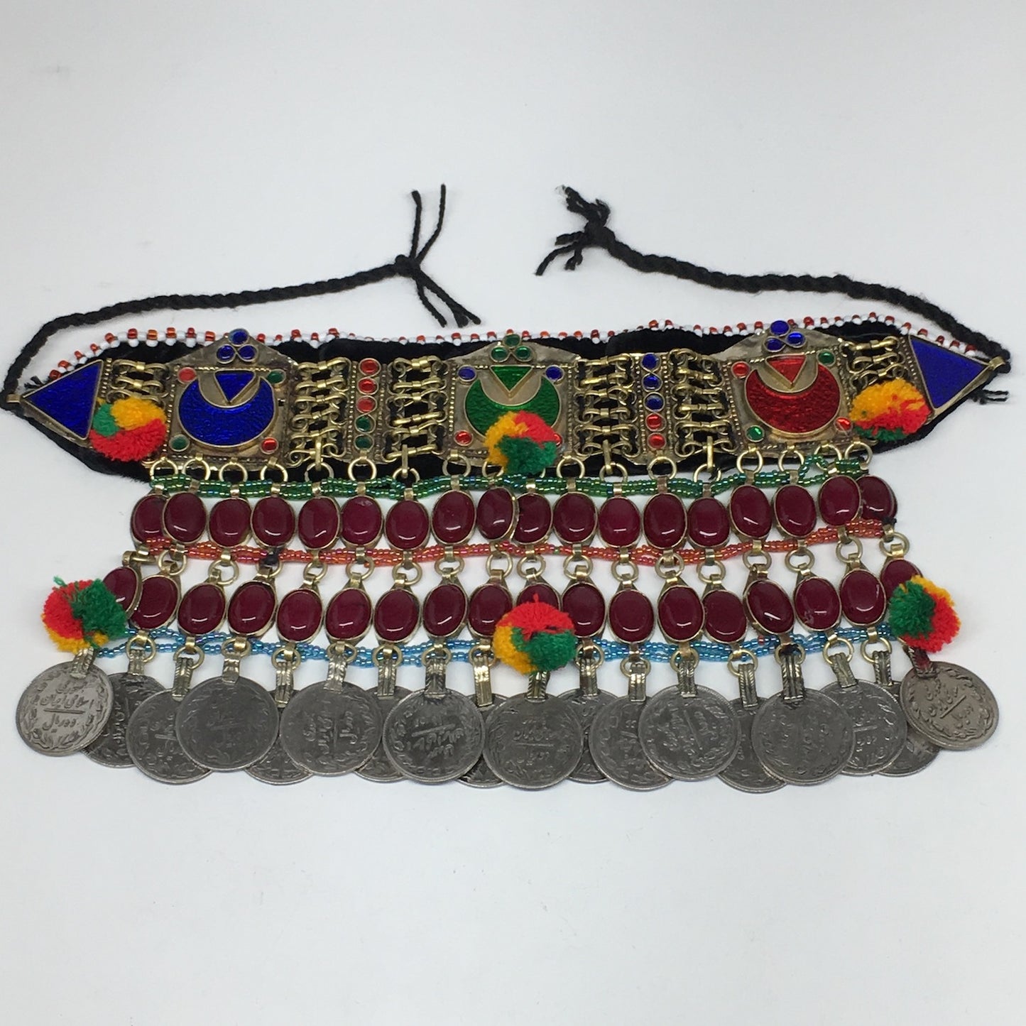 11.5"x5.75"Kuchi Choker Multi-Color Tribal Gypsy Bohemian Statement Coins,CK588