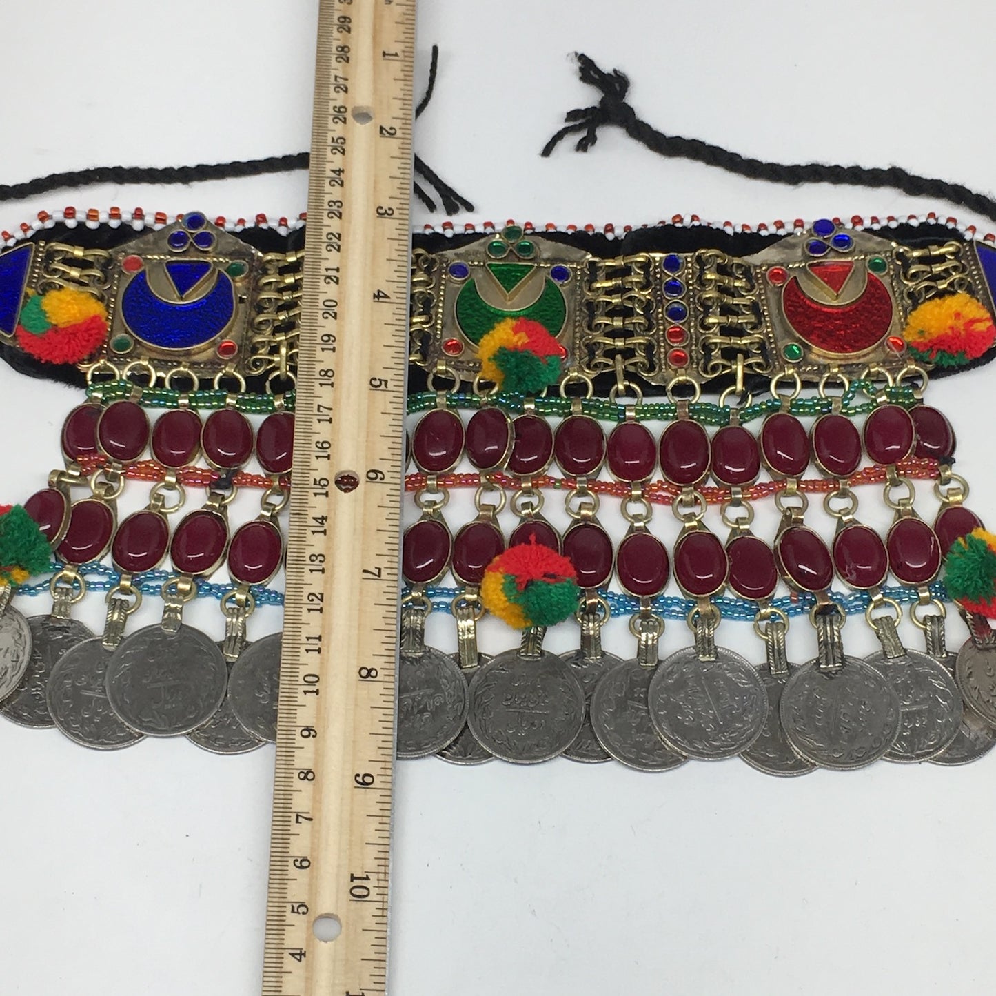 11.5"x5.75"Kuchi Choker Multi-Color Tribal Gypsy Bohemian Statement Coins,CK588