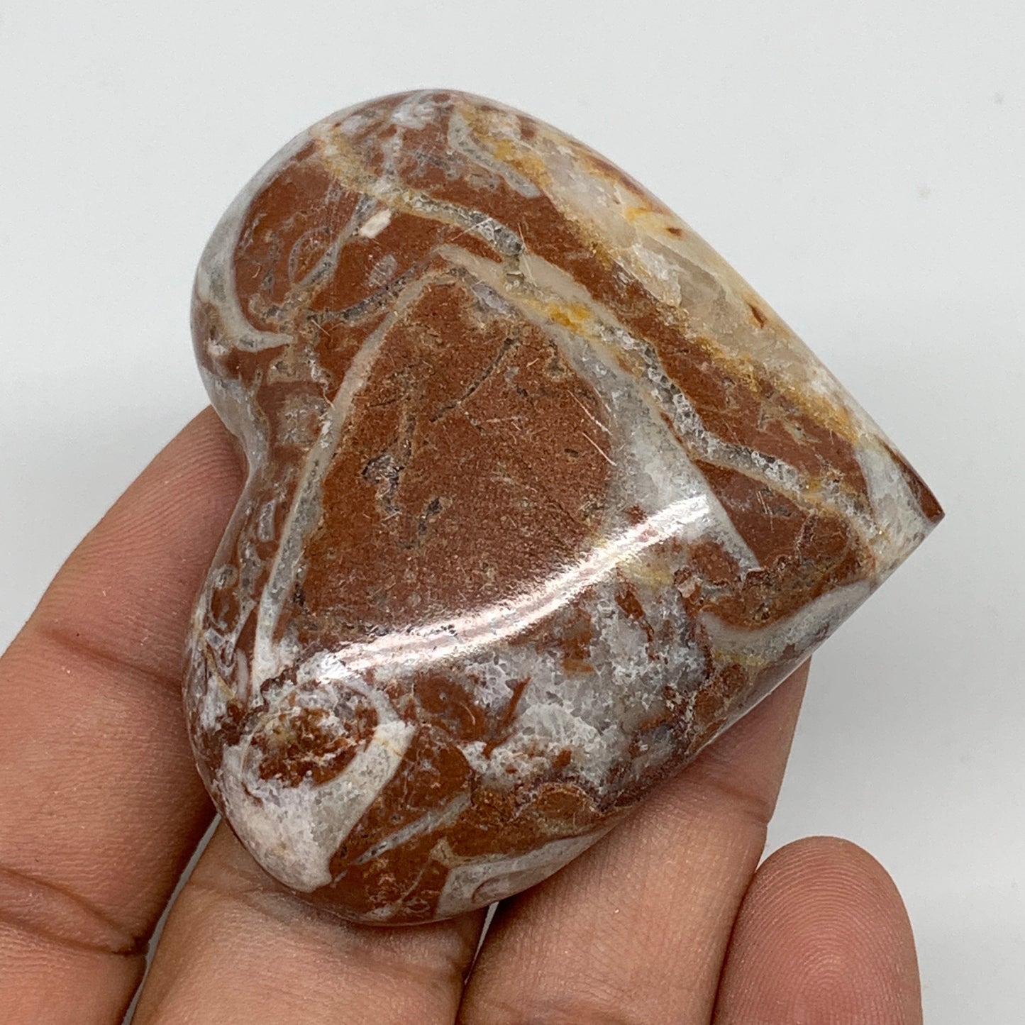 59g, 2" x 2.2"x 0.7", Natural Untreated Red Shell Fossils Half Heart @Morocco,F1