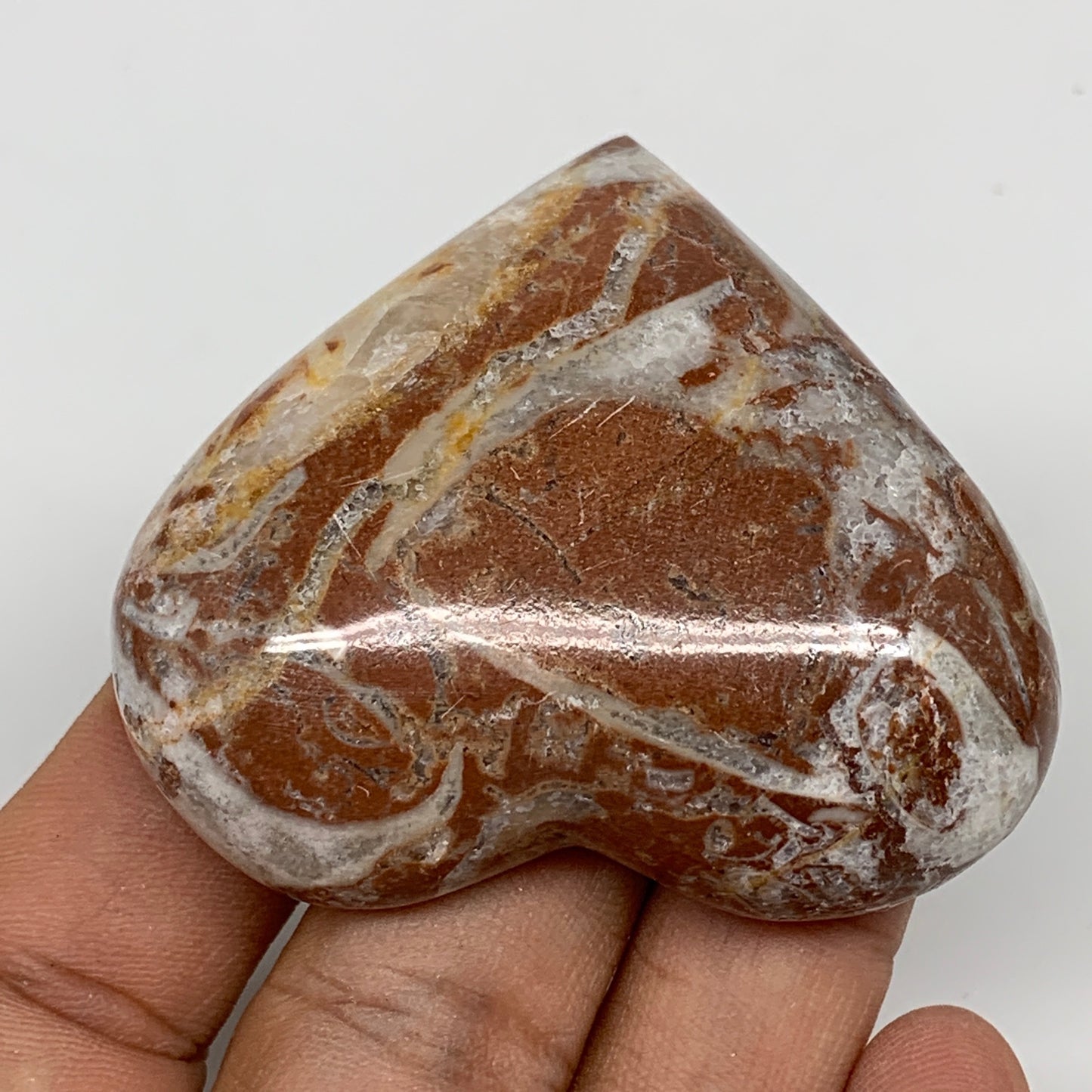 59g, 2" x 2.2"x 0.7", Natural Untreated Red Shell Fossils Half Heart @Morocco,F1