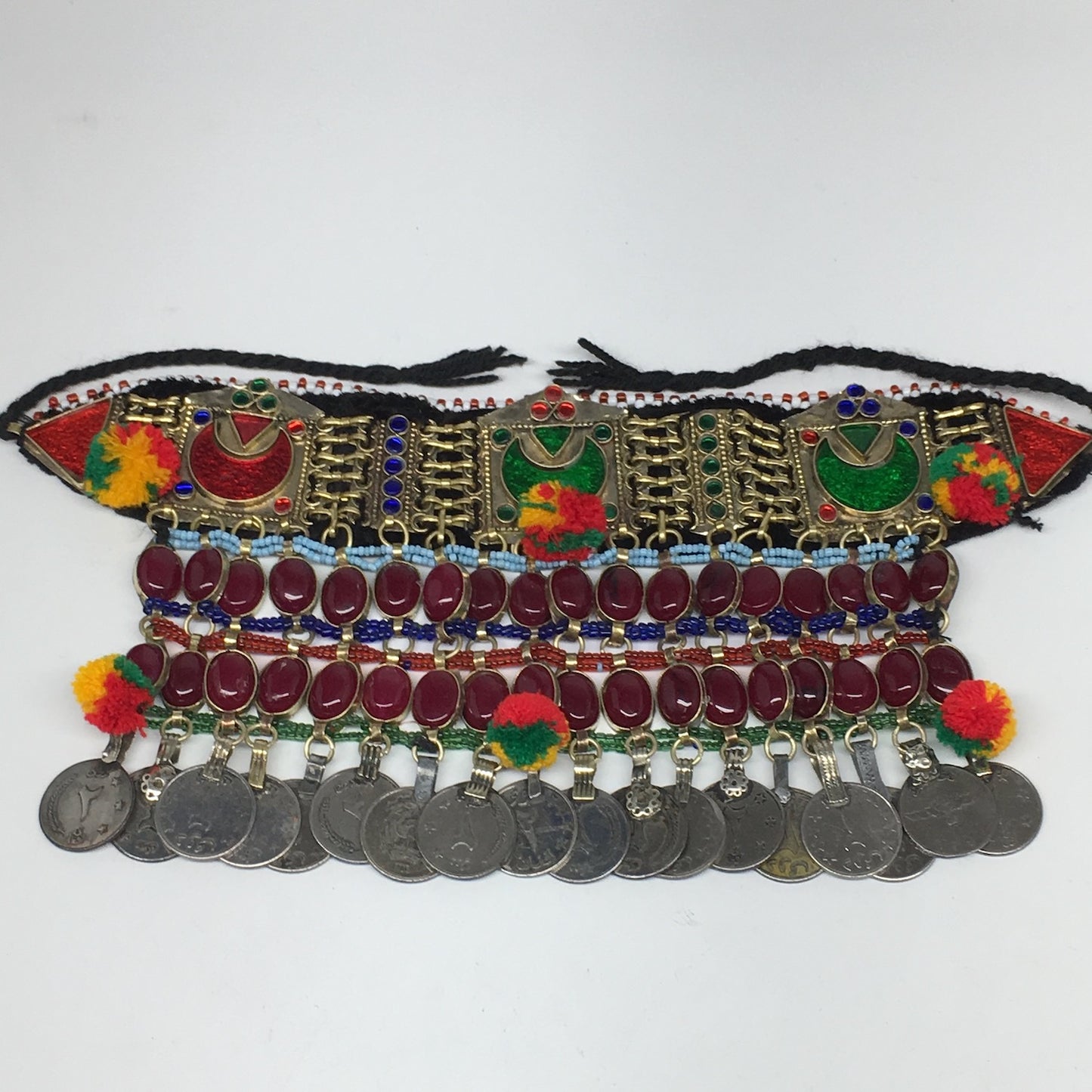 11.5"x5.75"Kuchi Choker Multi-Color Tribal Gypsy Bohemian Statement Coins,CK590