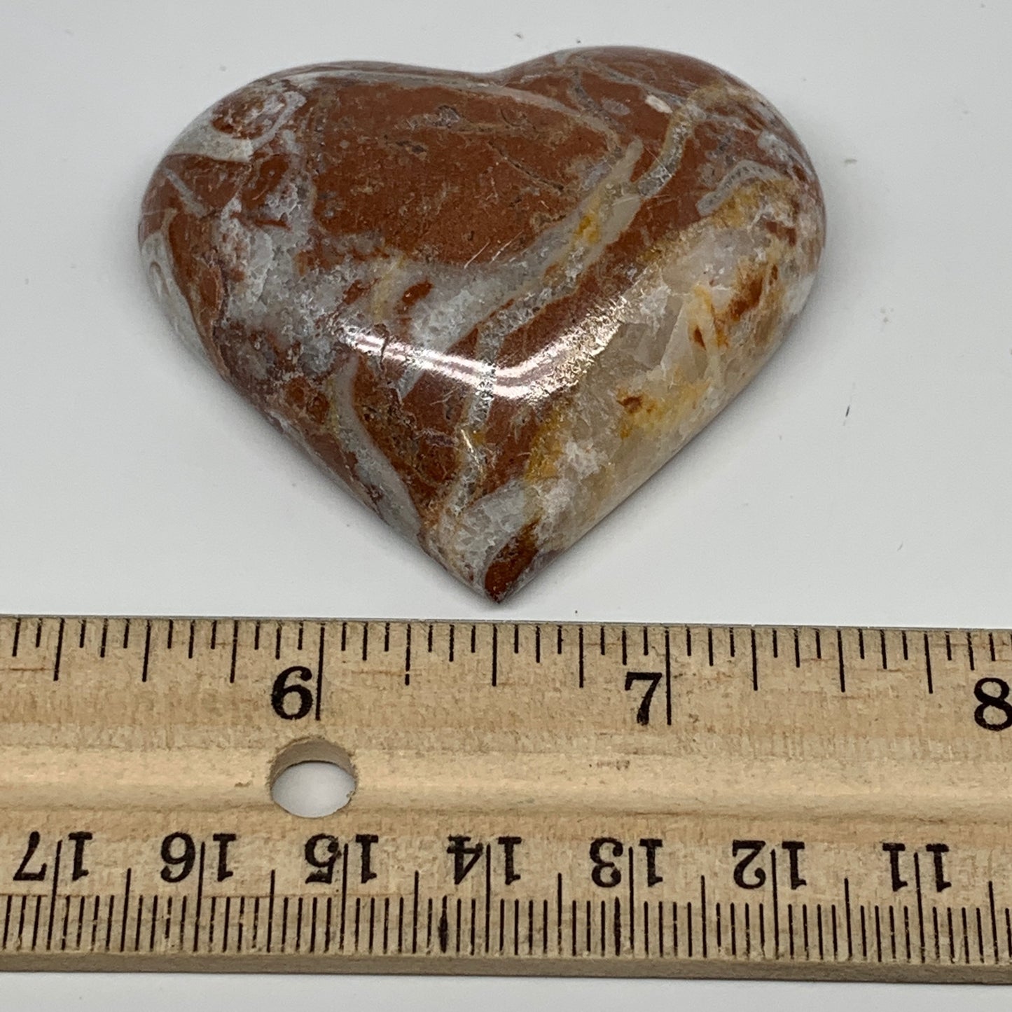 59g, 2" x 2.2"x 0.7", Natural Untreated Red Shell Fossils Half Heart @Morocco,F1