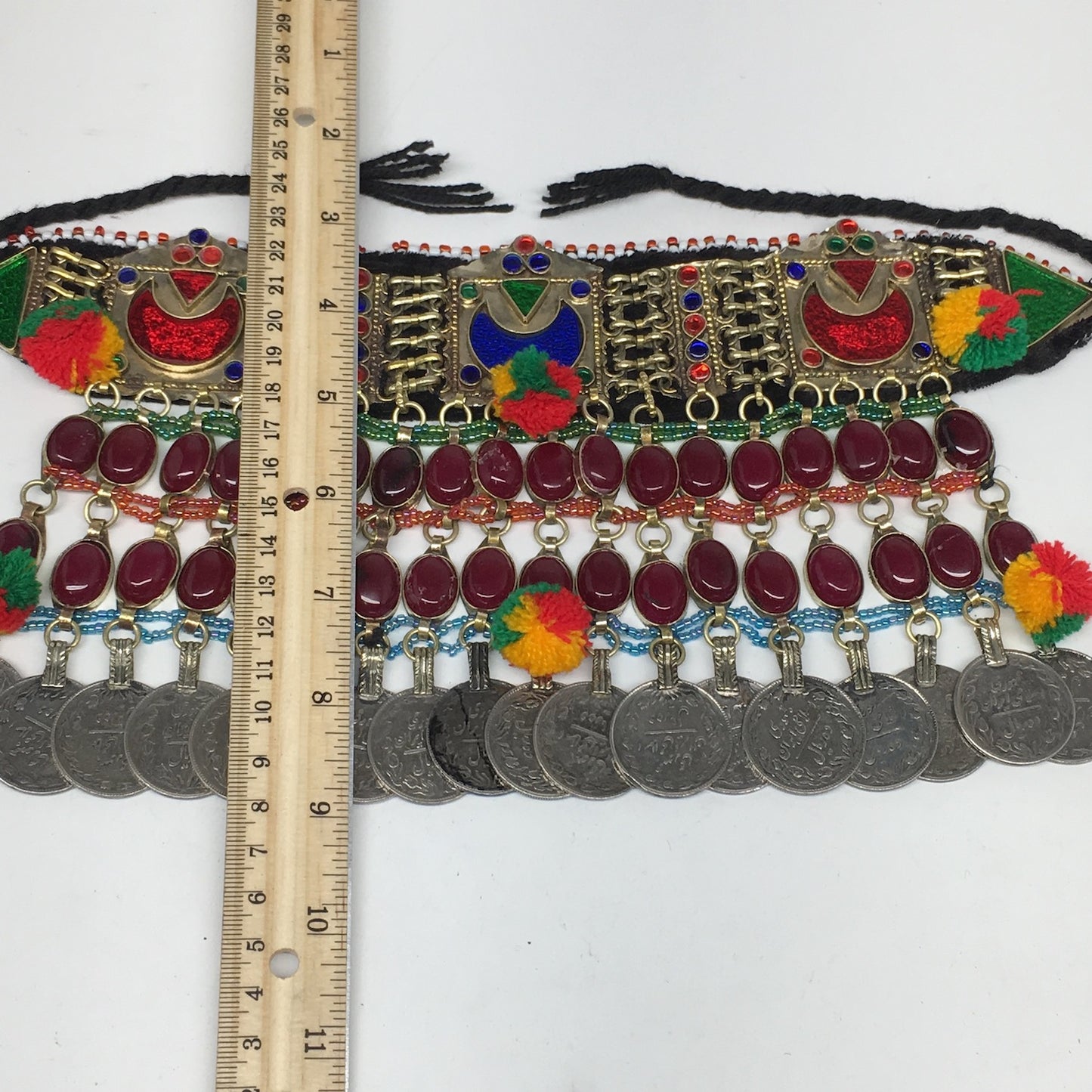 11.5"x5.75"Kuchi Choker Multi-Color Tribal Gypsy Bohemian Statement Coins,CK602