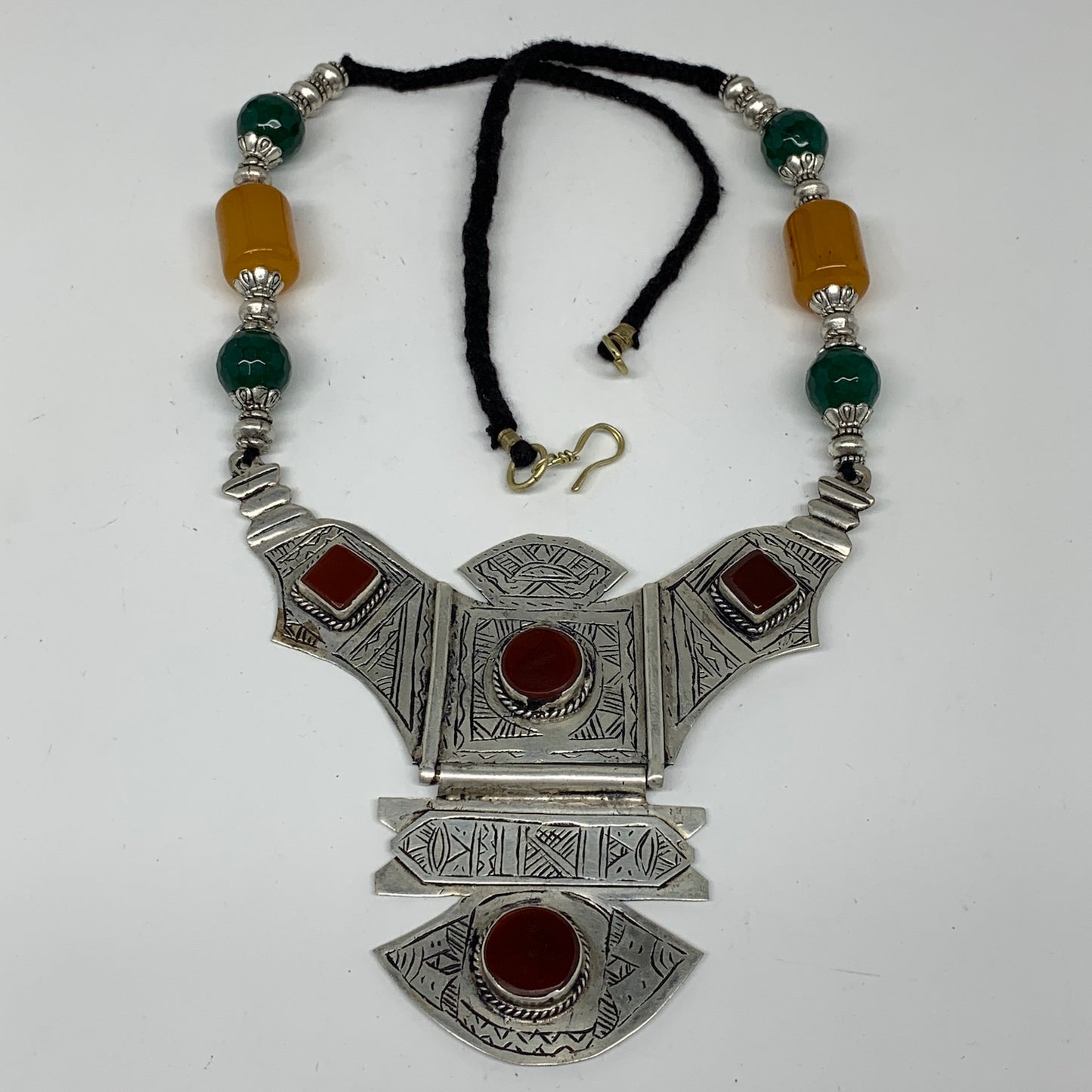 Turkmen Necklace Antique Afghan Tribal Red Carnelian V-Neck, ATS Necklace T67N