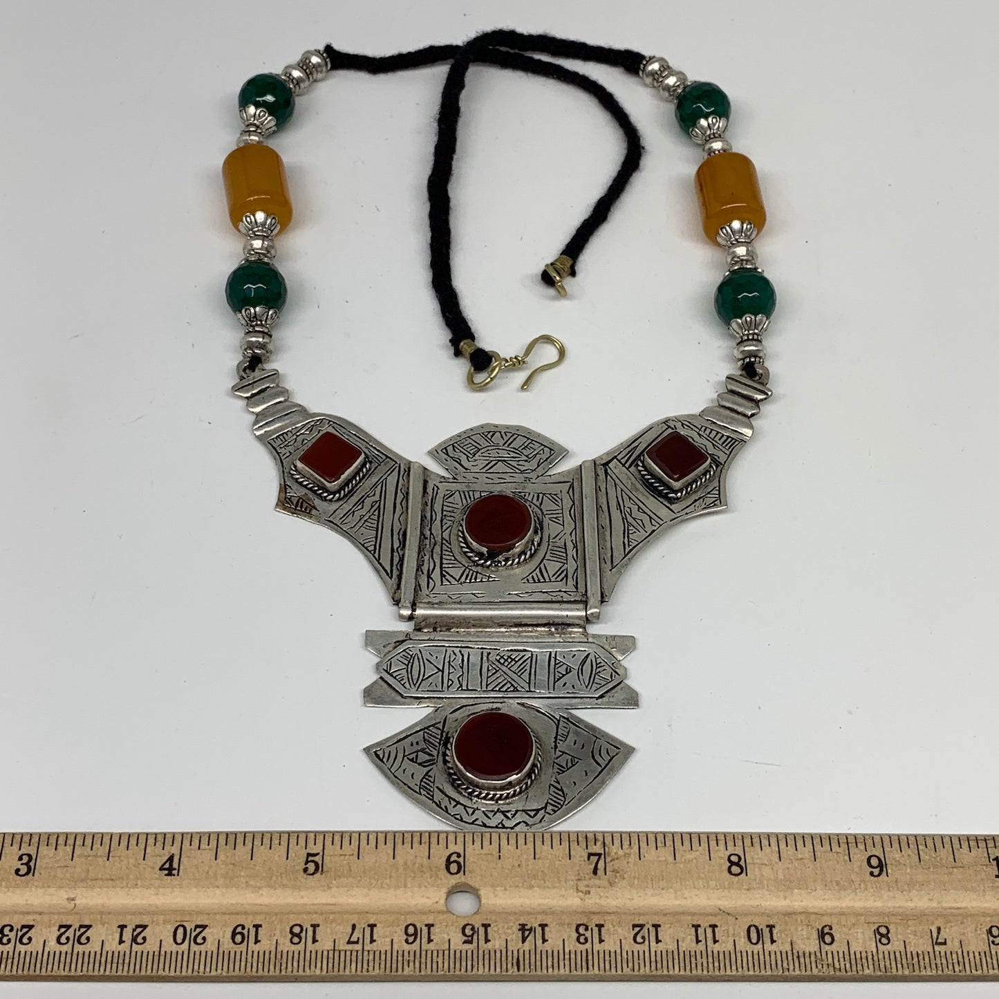 Turkmen Necklace Antique Afghan Tribal Red Carnelian V-Neck, ATS Necklace T67N