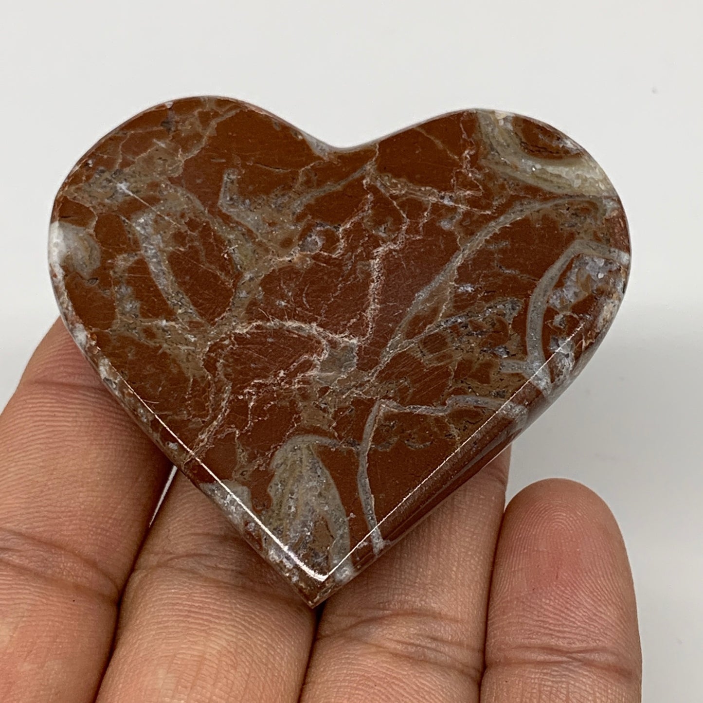 61.4g, 2" x 2.2"x 0.6", Natural Untreated Red Shell Fossils Half Heart @Morocco,