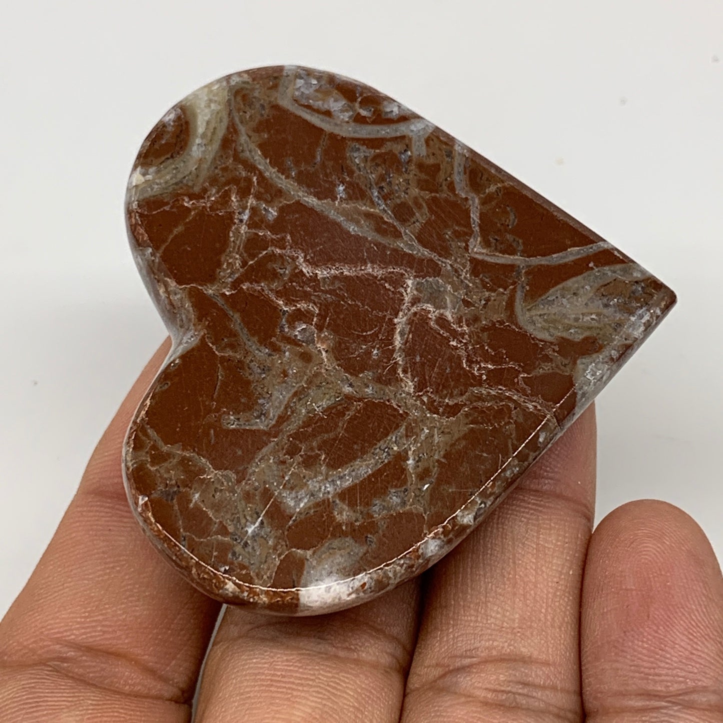 61.4g, 2" x 2.2"x 0.6", Natural Untreated Red Shell Fossils Half Heart @Morocco,