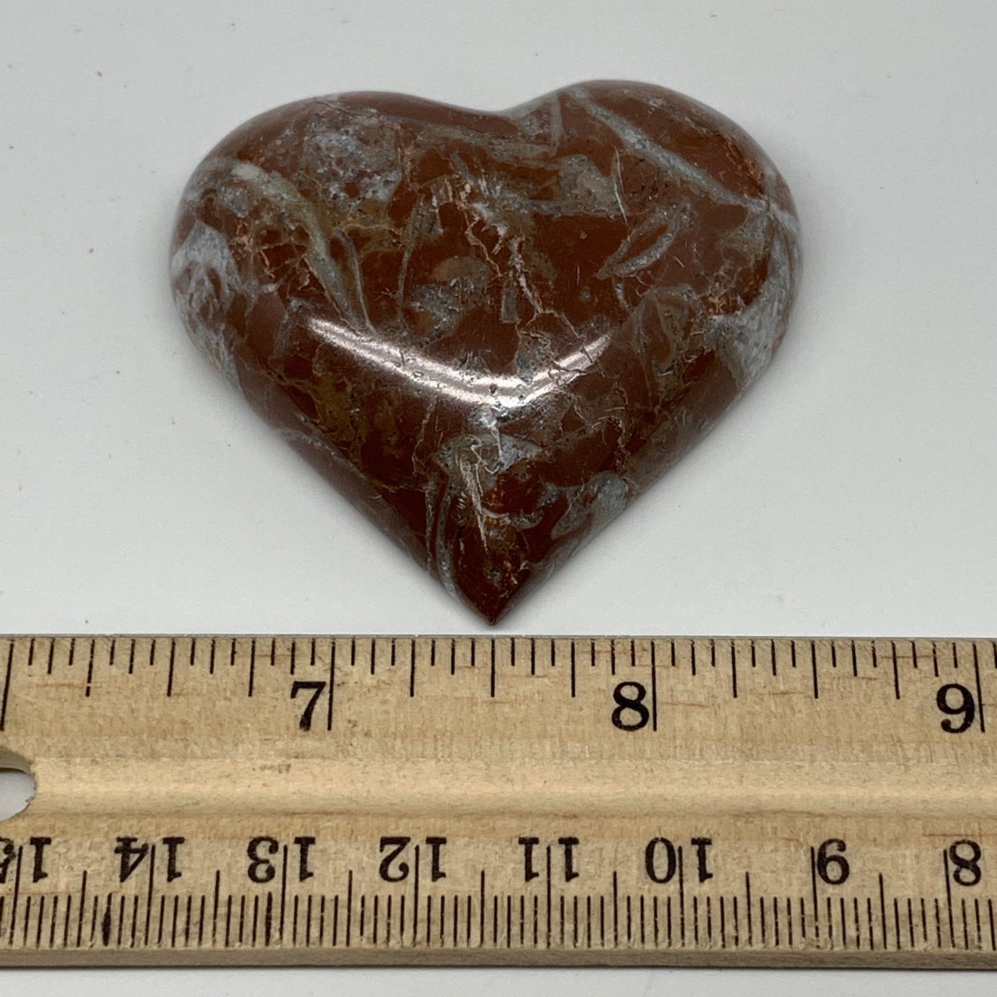 61.4g, 2" x 2.2"x 0.6", Natural Untreated Red Shell Fossils Half Heart @Morocco,