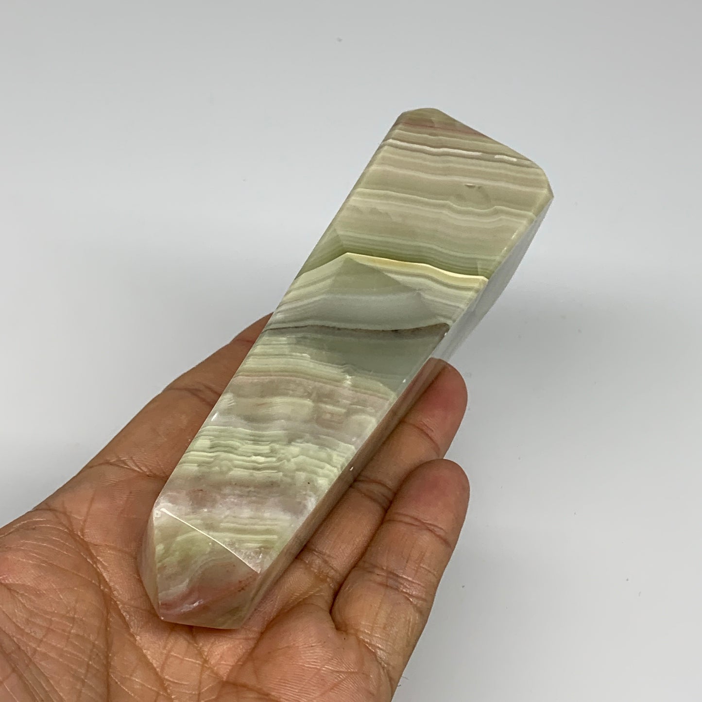 288.1g, 4.8"x1.5" Banded Onyx Point Tower Obelisk Crystal @Pakistan, B25130