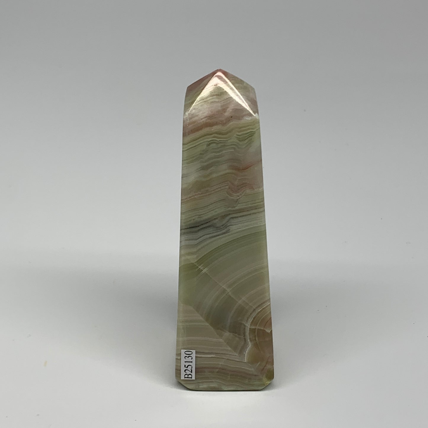 288.1g, 4.8"x1.5" Banded Onyx Point Tower Obelisk Crystal @Pakistan, B25130