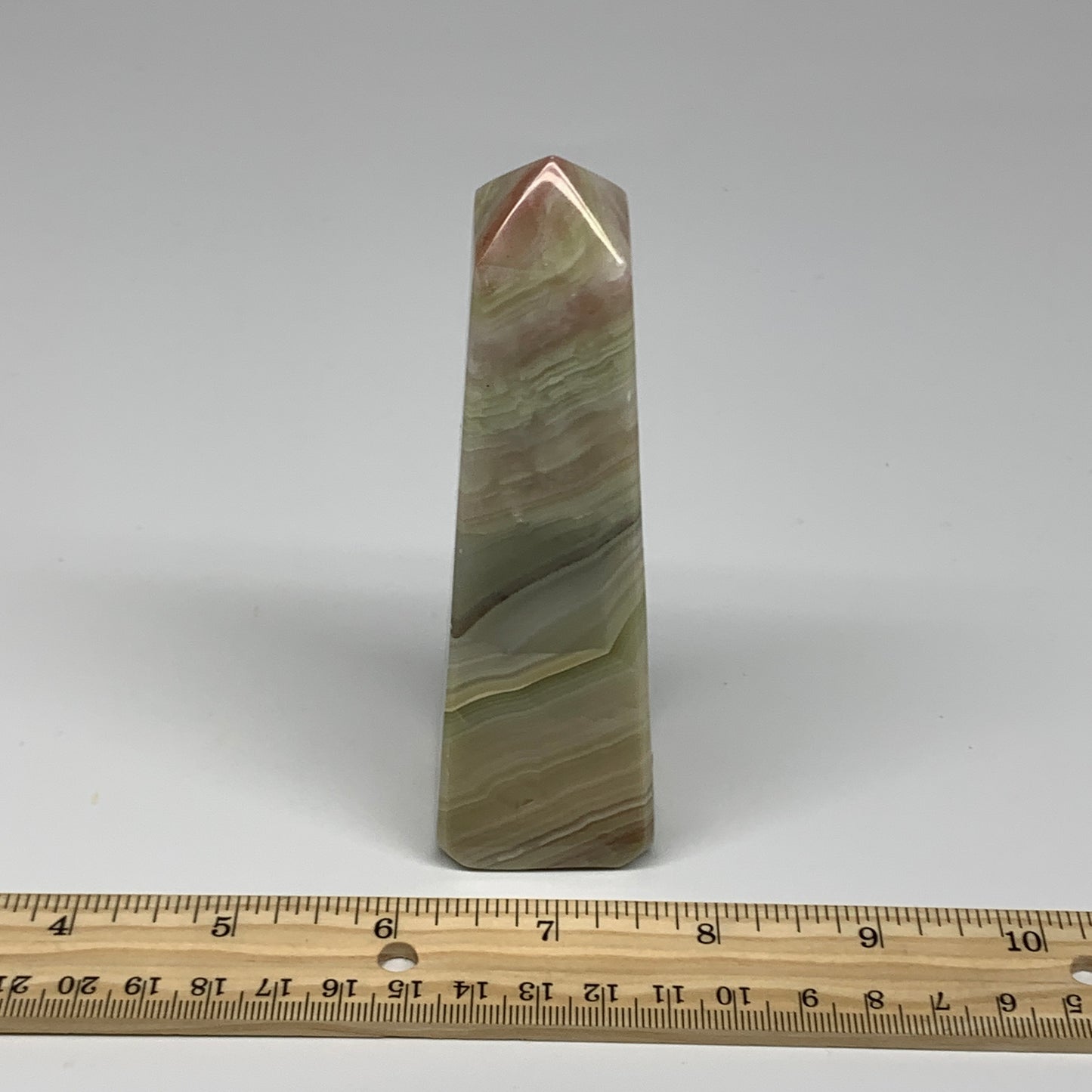 288.1g, 4.8"x1.5" Banded Onyx Point Tower Obelisk Crystal @Pakistan, B25130