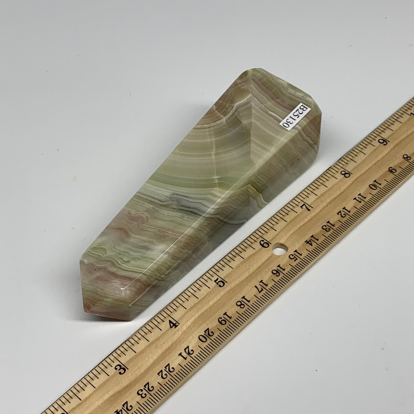 288.1g, 4.8"x1.5" Banded Onyx Point Tower Obelisk Crystal @Pakistan, B25130