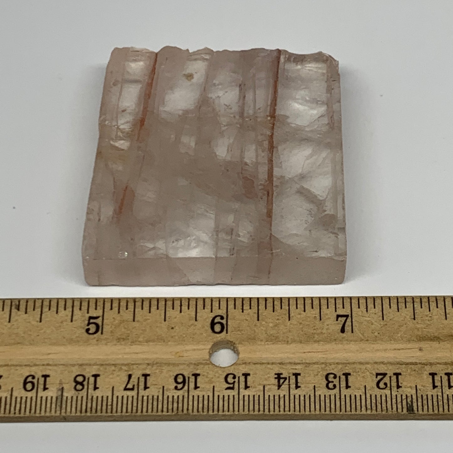 99.4g, 2.2"x2.1"x0.5", One face polished Fire Quartz, One face semi polished, B1