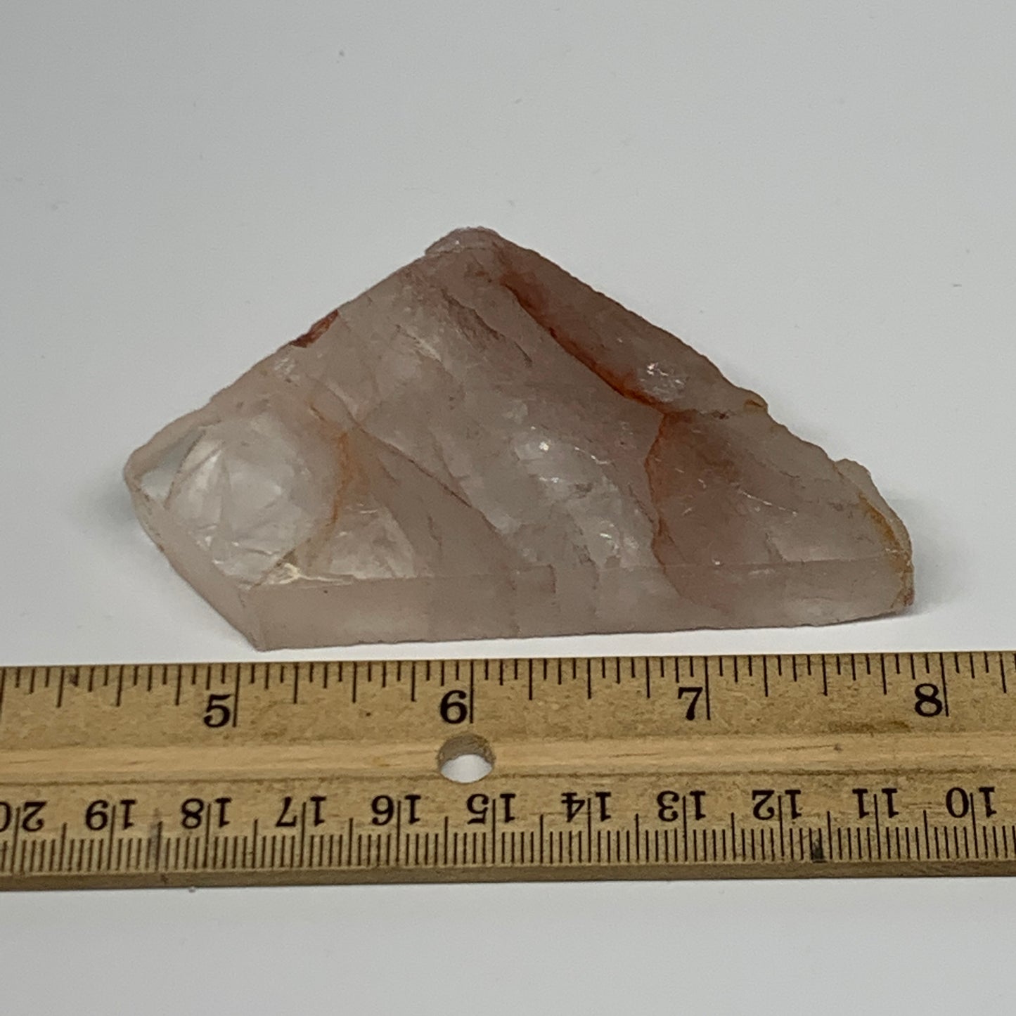 91.7g, 2.7"x2.2"x0.5", One face polished Fire Quartz, One face semi polished, B1