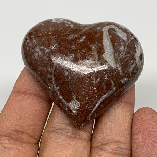 52g, 1.8" x 2"x 0.7", Natural Untreated Red Shell Fossils Half Heart @Morocco,F1