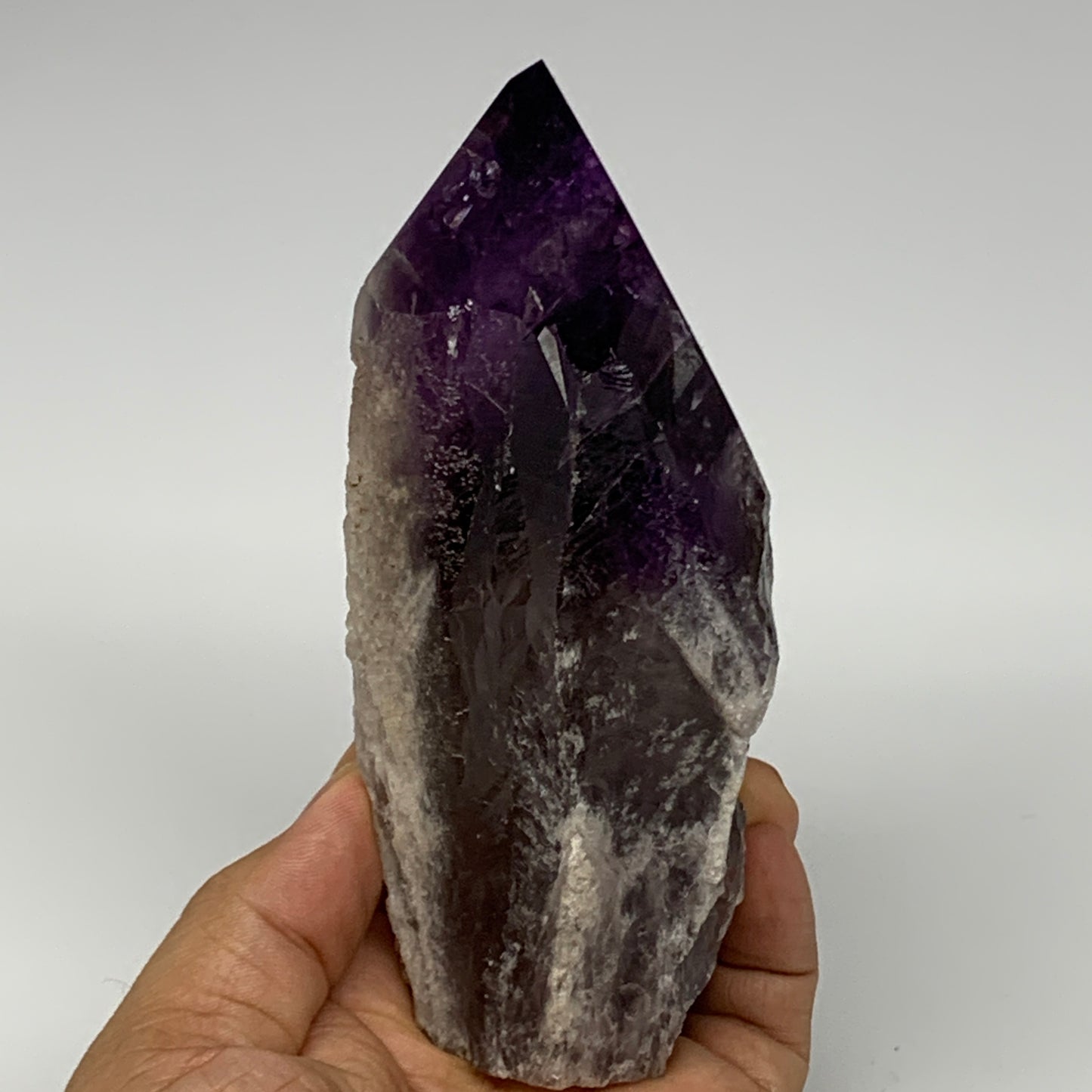 520g,5.1"x2.6"x2.1", Amethyst Point Polished Rough lower part Stands, B19065