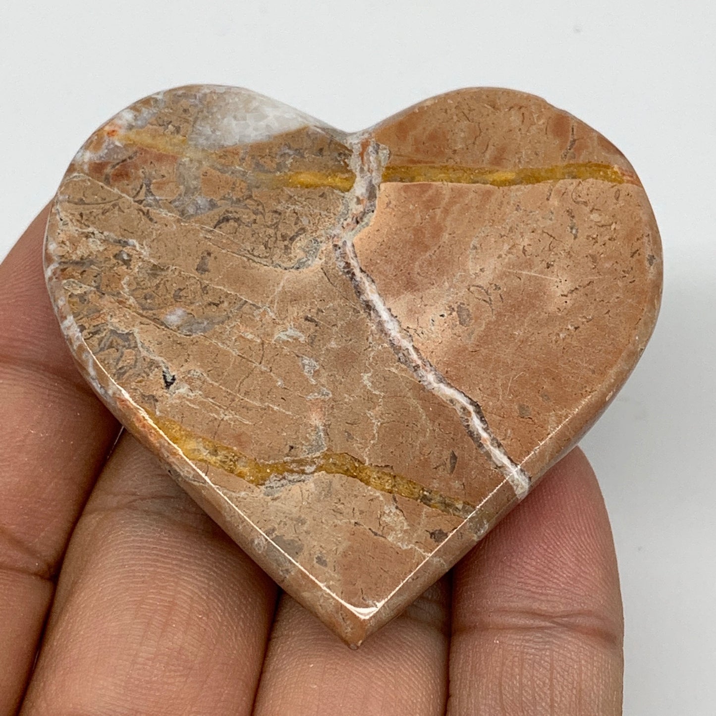 61g, 2" x 2.1"x 0.7", Natural Untreated Red Shell Fossils Half Heart @Morocco,F1