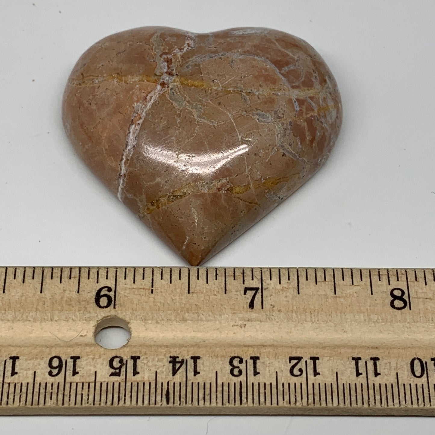 61g, 2" x 2.1"x 0.7", Natural Untreated Red Shell Fossils Half Heart @Morocco,F1