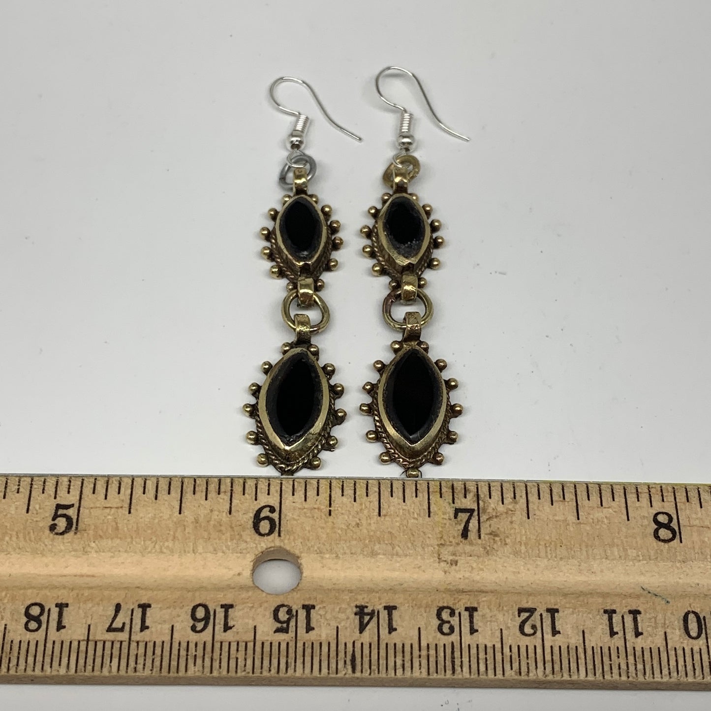 Turkmen Earring Afghan Ethnic Tribal Black Carnelian Oval Earring Handmade TE201