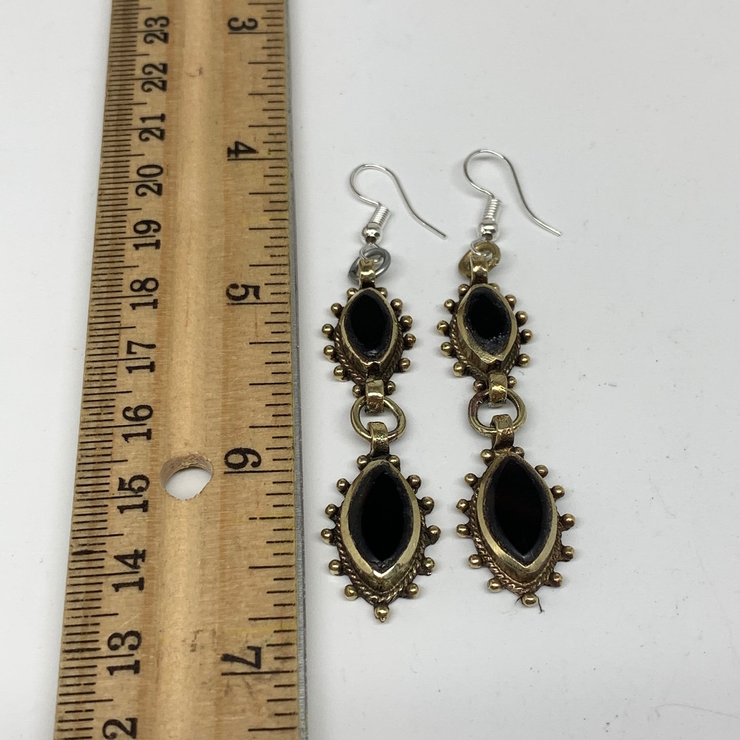 Turkmen Earring Afghan Ethnic Tribal Black Carnelian Oval Earring Handmade TE201